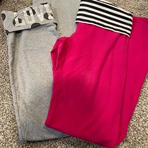 Pink VS Flare fold over leggings.